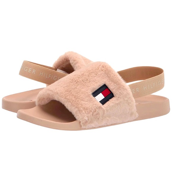 [#1014] TOMMY HILFIGER | twHahna Faux Fur Slingback Sandals | Taupe | 10 - Picture 7 of 9